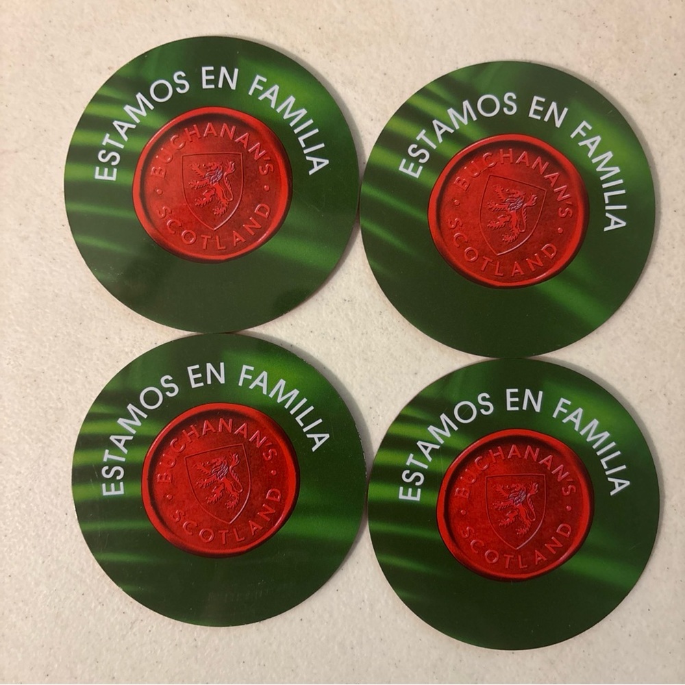 Buchanan Whisky Coasters Set Of 4 Estamos En Familia Spanish Slogan